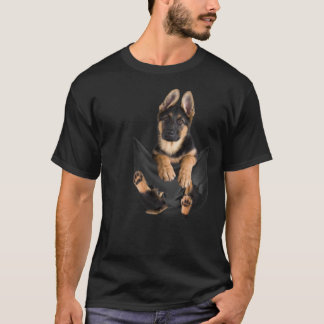 Camiseta Pastor Alemão no Bolso Presentes Divertidos para A