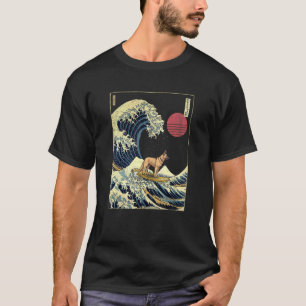 Camiseta Pastor Alemão Onda de Kanagawa Japonesa Cão de Sur