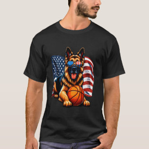 Camiseta Pastor Alemão Patriota Amante de Basquete American