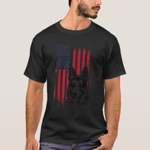 Camiseta Pastor Alemão Patriótico Americano 4 de Julho EUA