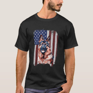 Camiseta Pastor Alemão Patriótico Bandeira Americana Gsh Pa