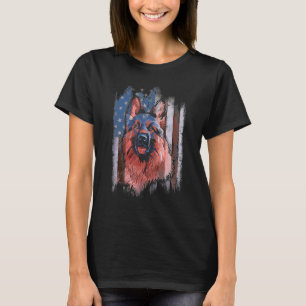 Camiseta Pastor Alemão Patriótico Bandeira Americana Gsh Sh