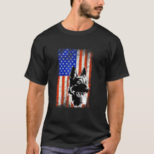 Camiseta Pastor Alemão Patriótico Cachorro Bandeira America