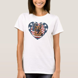 Camiseta Pastor Alemão Patriótico EUA
