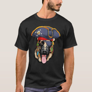 Camiseta Pastor Alemão Pirata Halloween Cão Alsaciano