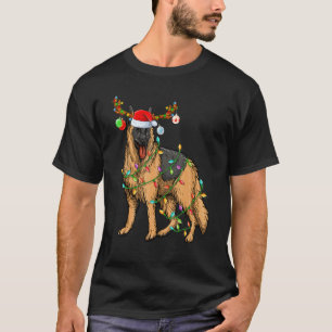 Camiseta Pastor Alemão Reno de Papai Noel Luzes de Natal Ch