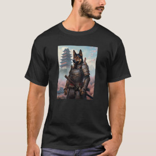 Camiseta Pastor Alemão Samurai Cachorro Engraçado Japão