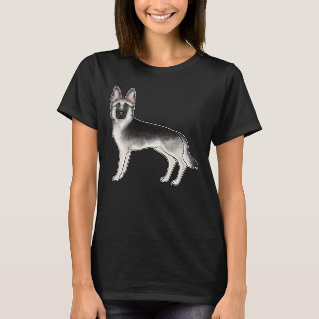 Camiseta Pastor Alemão Silver Sable Cachorro de Desenho Ani (Frente)