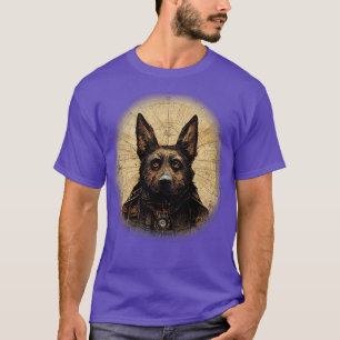 Camiseta Pastor alemão Surreal Steampunk Trabalho de arte D