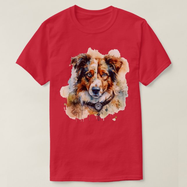 Camiseta Pastor australiano 1 (Frente do Design)