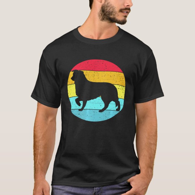 Camiseta Pastor australiano Cão 80s 70s Estilo (Frente)