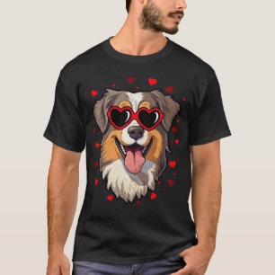 Camiseta Pastor Australiano Coração de São Valentim Amante