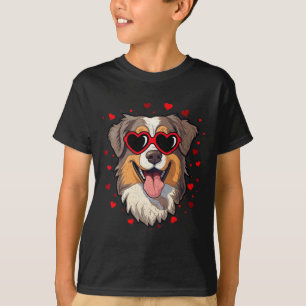 Camiseta Pastor Australiano Dia dos Namorados Coração Amant