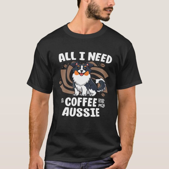 Camiseta Pastor Australiano Mãe Café E Cachorro Mama Aussie (Frente)