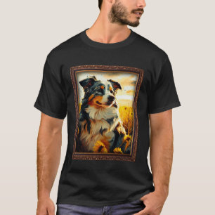 Camiseta Pastor australiano pintando flor de girassol mãe