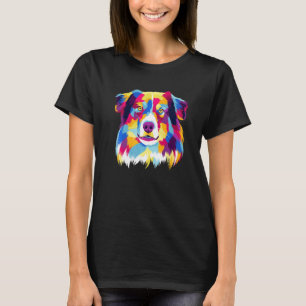 Camiseta Pastor australiano Pop colorida, Retrato Aussie