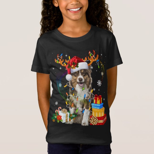 Camiseta Pastor australiano Reindeer Funny X (Frente)