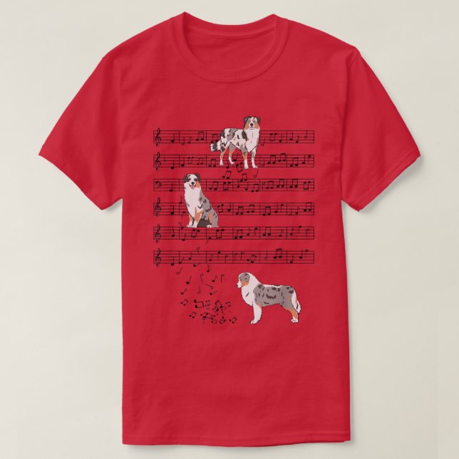 Camiseta Pastor australiano Shepherd Music Note (Frente do Design)