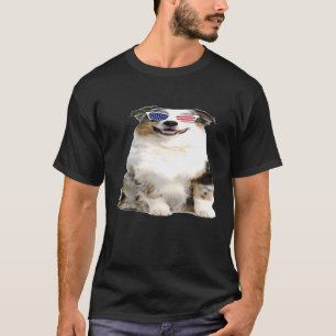 Camiseta Pastor Australiano Vestindo Óculos Solares 4 De Ju