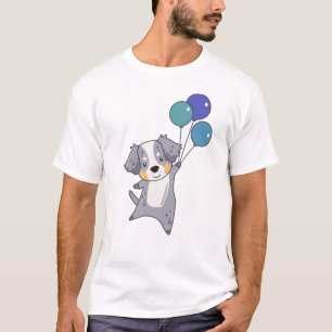 Camiseta Pastor Australiano Voa Com Balões