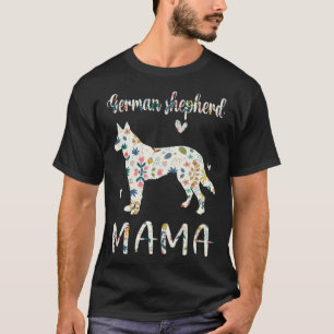 Camiseta Pastora Alemã Mamãe Floral Amor de Mãe Cachorro