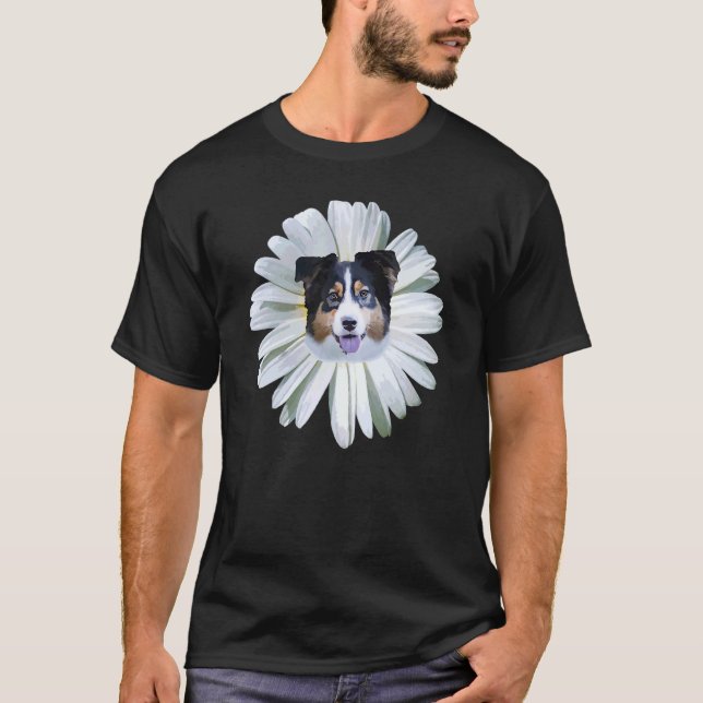 Camiseta Pastores Cães Daisy Flower Shepherds Cães Mãe Woma (Frente)