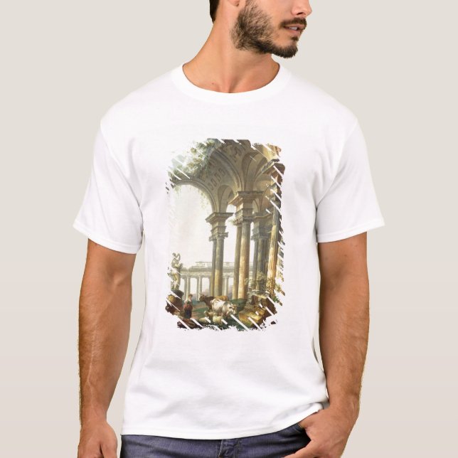 Camiseta Pastores com animais em uma paisagem clássica (Frente)