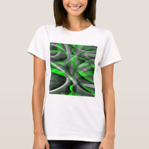 Camiseta Pat de linha curva de Cinza e verde-neon retrô