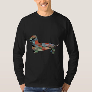 Camiseta Pat Geométrico Rough Dachshund Dog Breed Silhouett