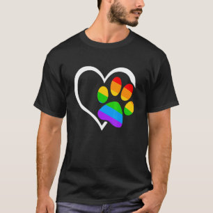 Camiseta Pata Cachorro Coração Lgbt Sinalizador Arco-Íris A