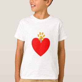 Camiseta Pata de animal de estimação dourada sobre coração