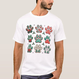 Camiseta Pata de Cachorro Natal Coquette Laço Árvore de Nat