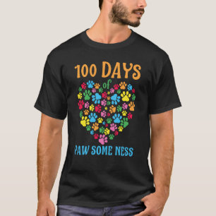 Camiseta Pata De Cães 100 Dias De Gato De Cão De Animais Es