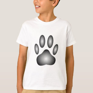 Camiseta Pata de Cães Impressa em Gradações Pretas e Branca