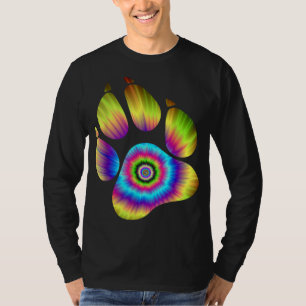 Camiseta Pata De Cão De Cães De Corante Tinto Impresso Para