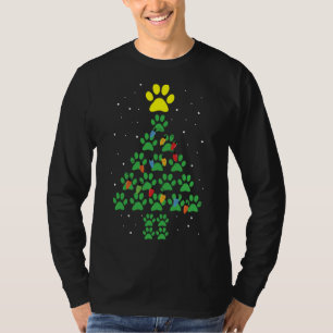 Camiseta Pata de Cão Imprime Pupa Árvore de Natal Luzes Leg