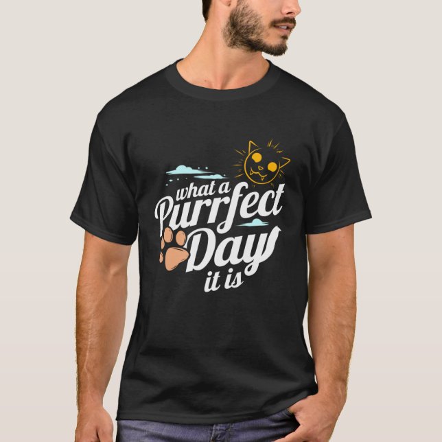 Camiseta Pata de Gato Ensolarada Para Dia Perfeito e Perfei (Frente)
