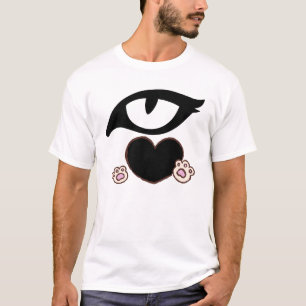 Camiseta Pata de Gato Fofa Coração com Olhos Kawaii