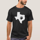 Camiseta Pata de urso de Texas<br><div class="desc">Um Texas simples,  branco limpo com uma pata de urso preto leve fora do centrado. Mostre o orgulho em sua herança do urso e ser de Texas.</div>