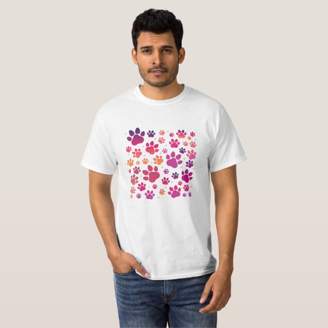 Camiseta Pata do cão colorida (Frente Completa)