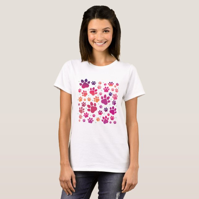 Camiseta Pata do cão colorida (Frente Completa)