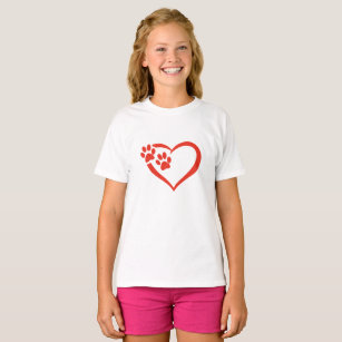 Camiseta Pata do coração em vermelho - Escolher cor de fund