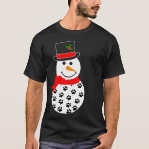 Camiseta Pata Negra Imprimir Padrão de Neve Pet Cachorro