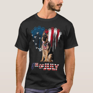 Camiseta Pata Pastor Alemão Coração Bandeira Americana 4 de