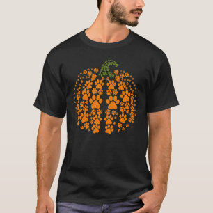 Camiseta Patas Cachorro e Gato Abóbora e Animal de Estimaçã