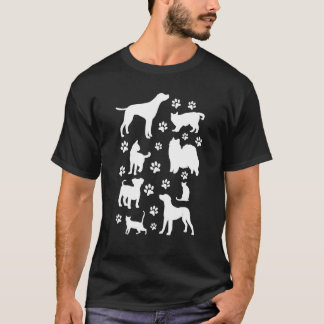 Camiseta Patas de Cachorro Gato Cachorro Gatos e Cachorros