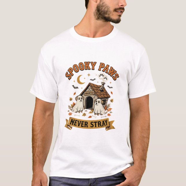 Camiseta Patas de Fantasma de Cachorro de Halloween (Frente)