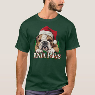 Camiseta Patas de Papai Noel Bulldogue Inglês Engraçado Nat