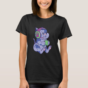 Camiseta Patas Desenho de Gato Gamer Adorável para Jogadore