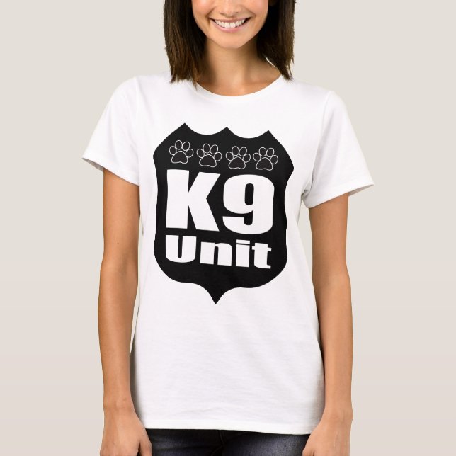 Camiseta Patas do cão do crachá do preto da unidade da (Frente)